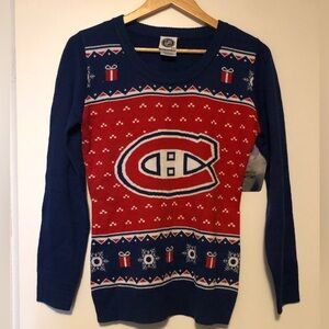 NWT- NHL Montreal Canadiens Red and Blue Holiday Sweater
